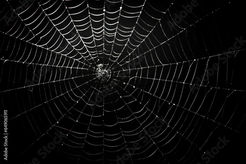 Web isolated on black background, spiderweb for Halloween theme