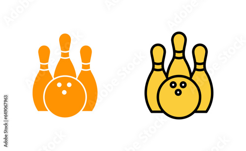 Bowling icon set for web and mobile app. bowling ball and pin sign and symbol.