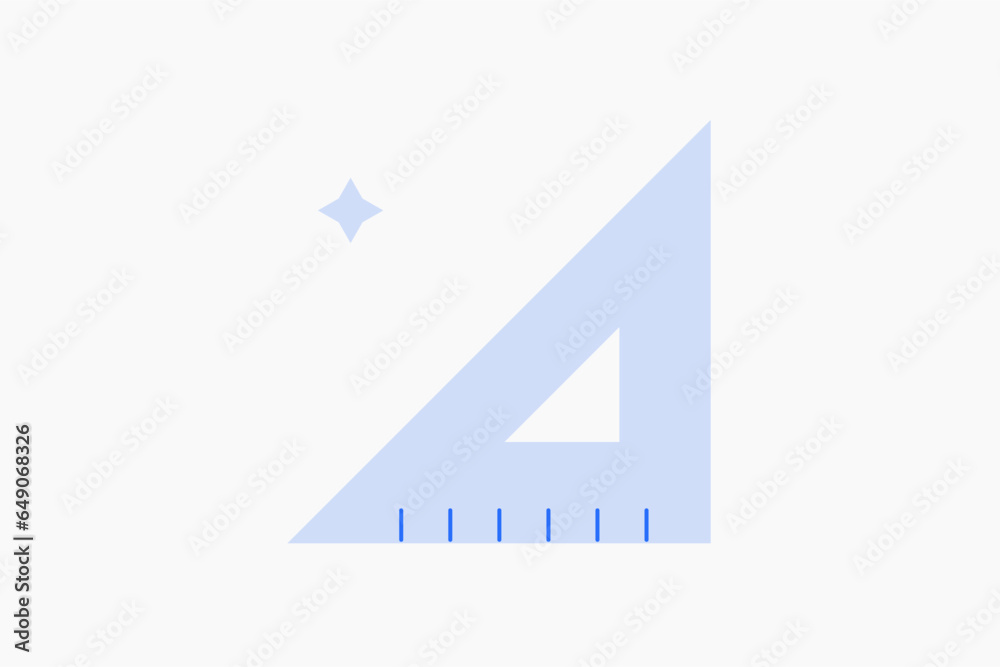 Geometric ruler illustration in flat style design. Vector illustration. Duotone blue icon. Geometric ruler illustration in flat style design. Vector illustration. Duotone blue icon.