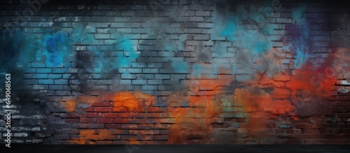 Abstract background with a grunge aesthetic featuring a dark brick wall