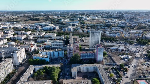 Bird's-eye: La Mosson's vibrant markets, the heartbeat of Montpellier's local life. photo