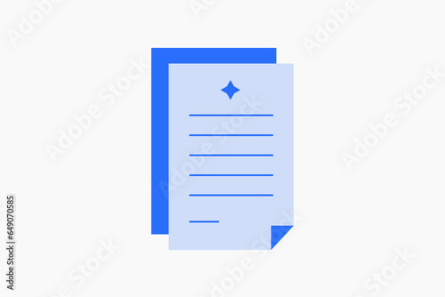 Geometric contract and document illustration in flat style design. Vector illustration. Duotone blue icon. © HenryFord