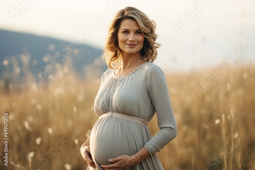 Pregnant woman. Tender portrait with selective focus