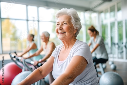 Elderly women doing exercise in the nursing home  senior movement and recreation  never too old for working out