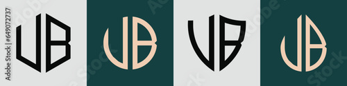 Creative simple Initial Letters UB Logo Designs Bundle.