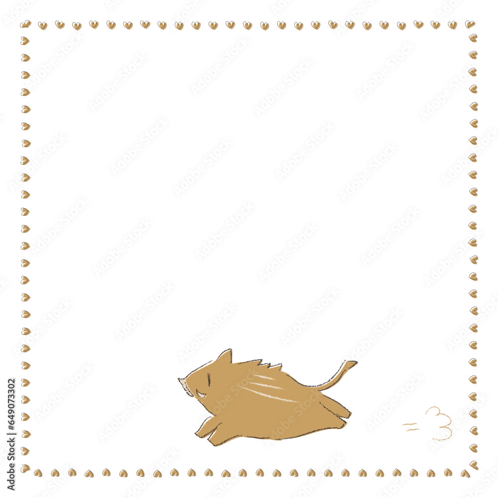 Fototapeta premium シンプルなタッチで横向きの可愛い猪が走っている様子を描いたベクターイラスト