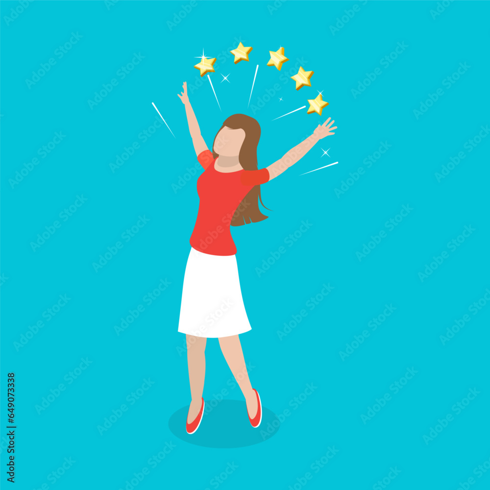 3D Isometric Flat Vector Conceptual Illustration of Happy Person, Positive Emotions 3D Isometric Flat Vector Conceptual Illustration of Happy Person, Positive Emotions