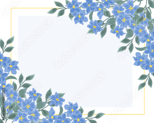 Hand Drawn Delphinium Flower Border