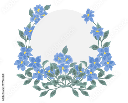 Hand Drawn Delphinium Flower Wreath