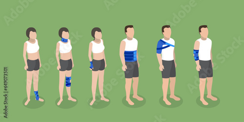 3D Isometric Flat Vector Conceptual Illustration of Rehabilitation After Trauma, Osteoarthritis joint Disease