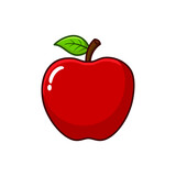 Vector red apple fruit cartoon illustration