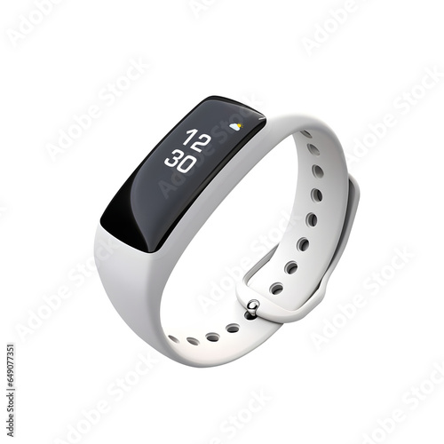 Smart wrist fitness device isolated PNG on transparent background, AI