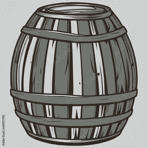 wooden old barrel silhouette, vector style.  Icon. Cartoon. Storage of alcohol. Cartoon style. Illustration for design and decoration.