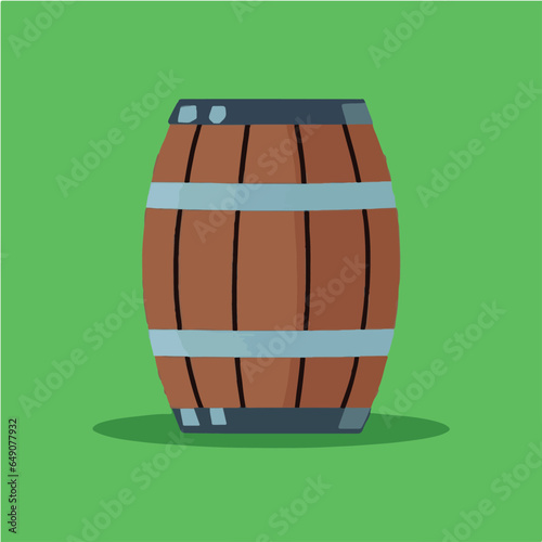 wooden old barrel silhouette, vector style.  Icon. Cartoon. Storage of alcohol. Cartoon style. Illustration for design and decoration.