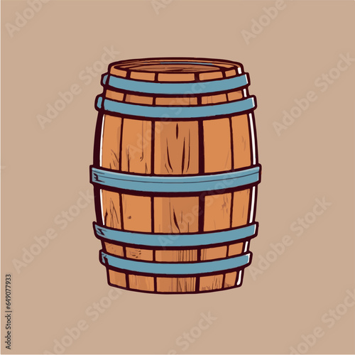 wooden old barrel silhouette, vector style.  Icon. Cartoon. Storage of alcohol. Cartoon style. Illustration for design and decoration.