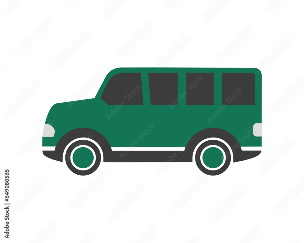 Car drawing flat illustration. Green mini bus. Car vector. Car drawing flat illustration. Green mini bus. Car vector.