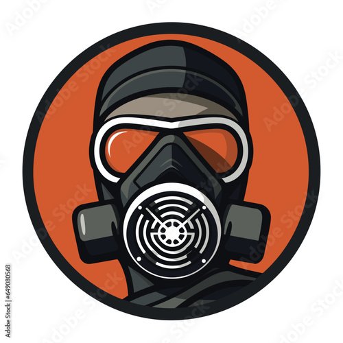Man wearing full face respirator mask, protective equipment for gas and pollution, vector illustration isolated 