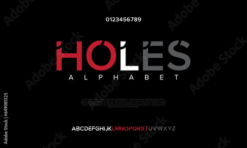 Holes creative modern urban alphabet font. Digital abstract moslem, futuristic, fashion, sport, minimal technology typography. Simple numeric vector illustration