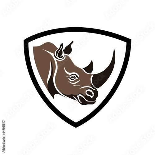 rhino head on shield logo with good quality