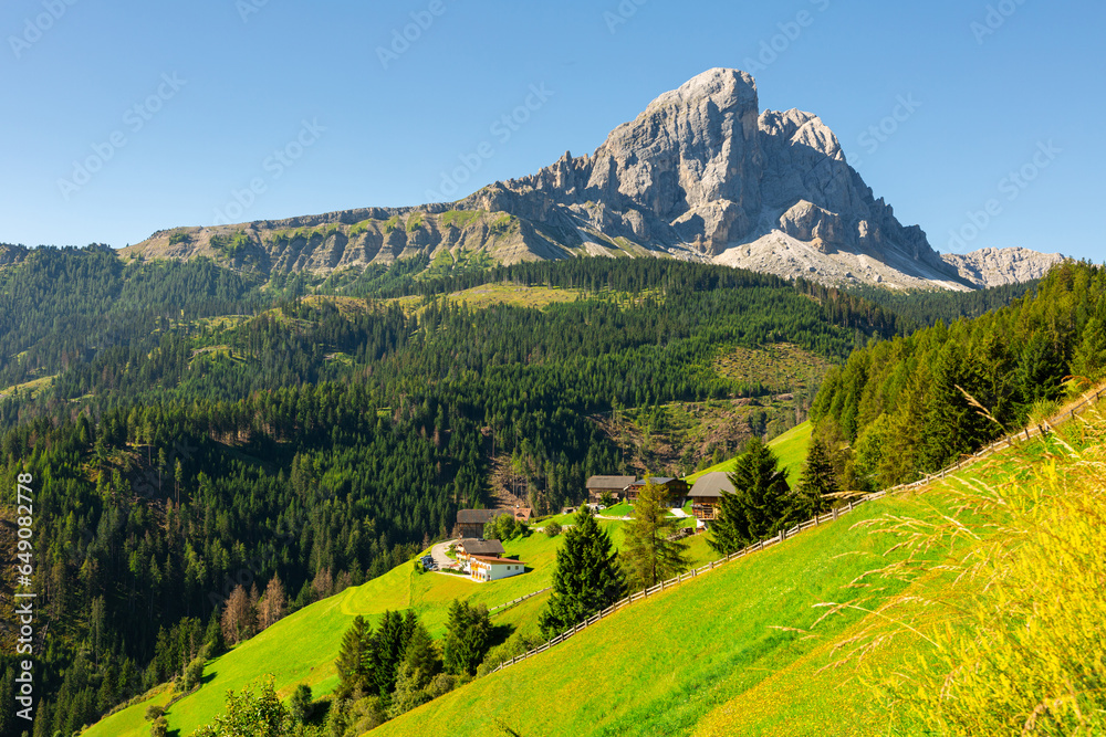 View of the Peitlerkofel (Sass de Putia), mountain of the Dolomites in South Tyrol, Italy