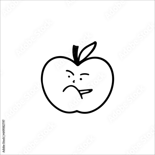 vector illustration of cute apple doodle