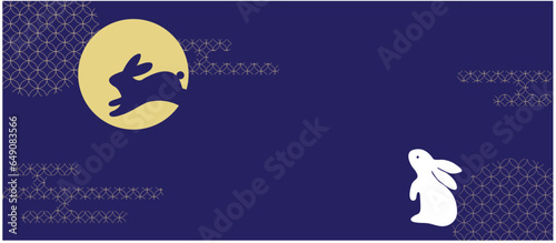 十五夜　お月見のうさぎのイラスト　中秋の名月