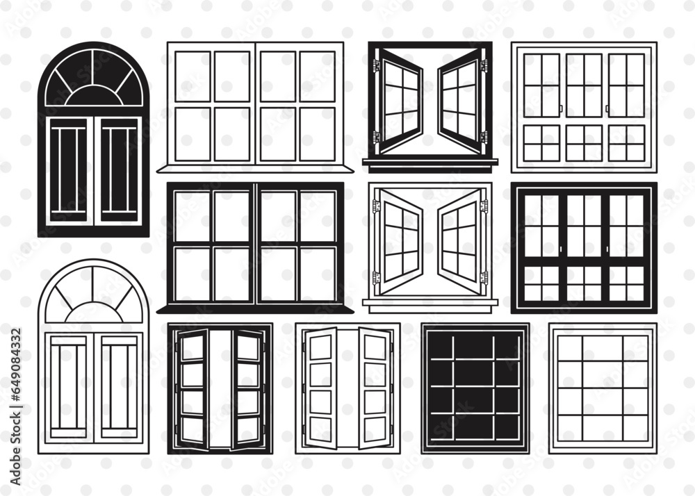 Window Silhouette, Casement Svg, Windows Frame Svg, Gothic Windows Svg, Windows Svg Bundle