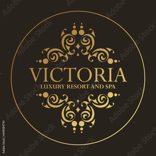 Luxury hotel label template. Trendy vintage royal ornament frames illustration.
