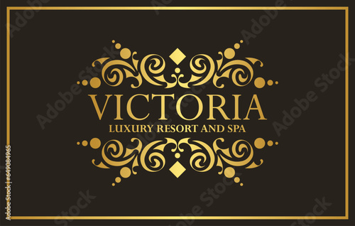 Luxury hotel label template. Trendy vintage royal ornament frames illustration.