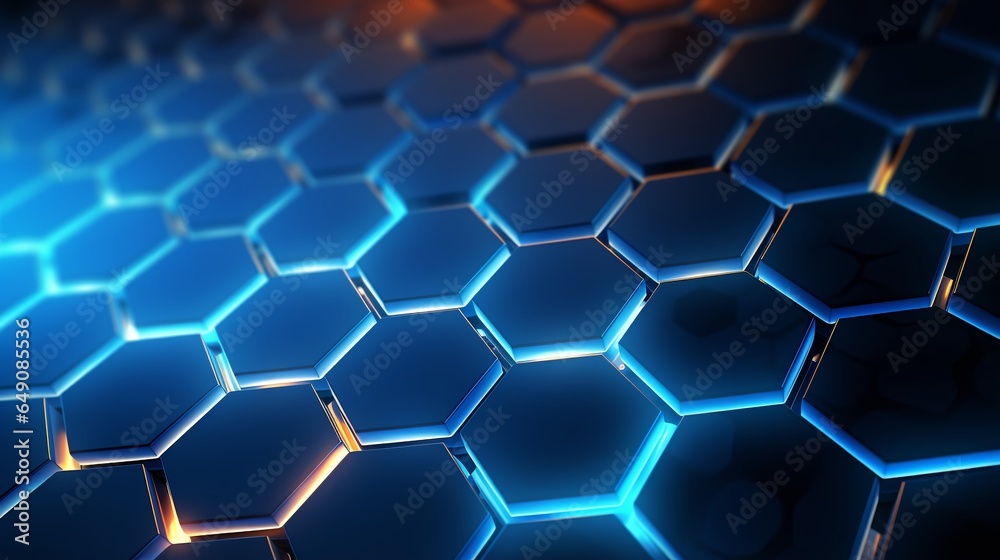 Hexagonal shaped blue technology background image