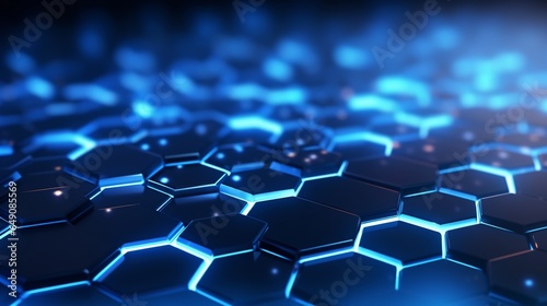 Hexagonal shaped blue technology background image