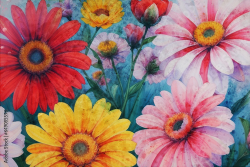 Beautiful colorful watercolor floral illustration