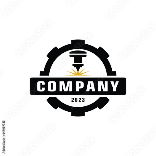 Laser Cutting logo design, laser cutting vector, vintage laser cutting