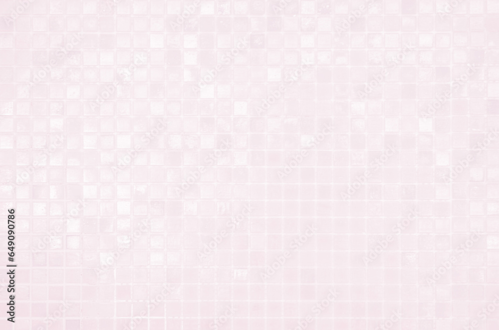 Pink tile wall chequered background bathroom floor texture. Ceramic wall and floor tiles mosaic background in bathroom. Design geometric mosaic texture for the decoration Simple seamless pattern.