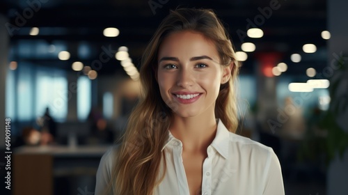 Close up portrait of smiling beautiful millennial businesswoman or CEO looking at camera  happy female boss posing making  confident successful woman at work.