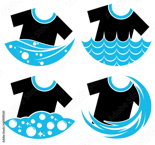 set collections cloth water cleaning icon design. Laundry service logo vector illustration