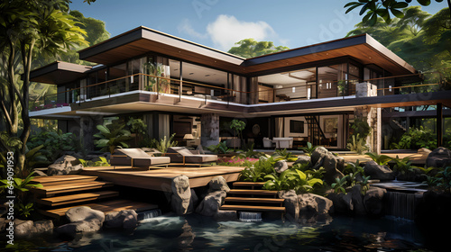 Contemporary Villa with Bamboo Garden © Asep