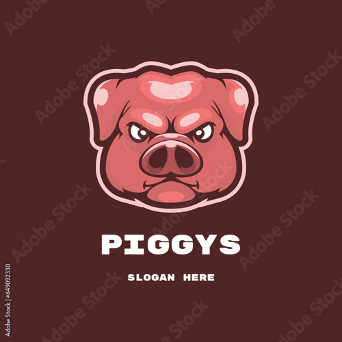pig head mascot logo vector