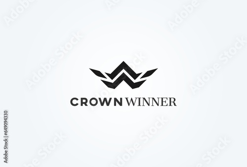 Letter W Crown logo. Crown with letter W combination. Flat Vector Logo Design Template. vector illustration