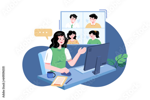 Business discussion on online meeting