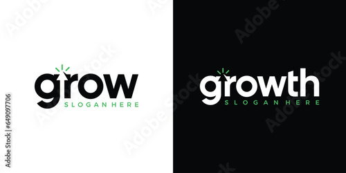 Modern growth logo design wordmark. Negative space arrow abstract shapes logo design graphic vector illustration. Symbol, icon, creative.