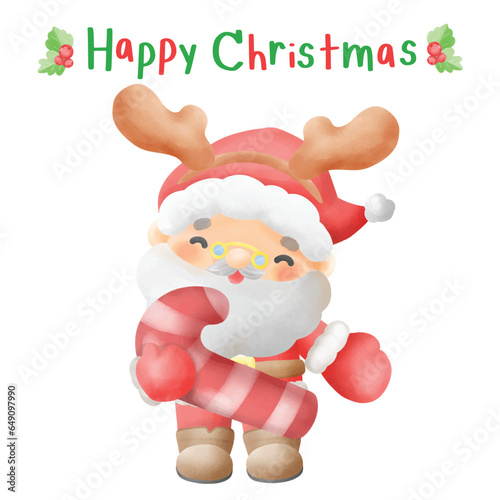 Santa Claus with candy can wear a reindeer headband vector