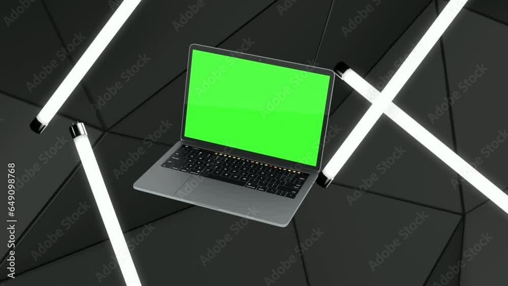 3D Laptop Green Screen Background, Green Screen Laptop, 3D Laptop Green