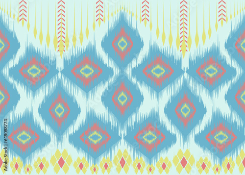 Ethnic geometry embroidery ikat traditional pattern.Seamless flora ethnic pattern.Ethnic folk embroidery pattern.vector illustration.design for fabric,clothing,texture,decoration,wrapping. 