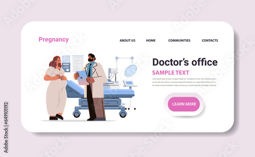 happy pregnant woman visiting doctor pregnancy motherhood expectation gynecology consultation concept
