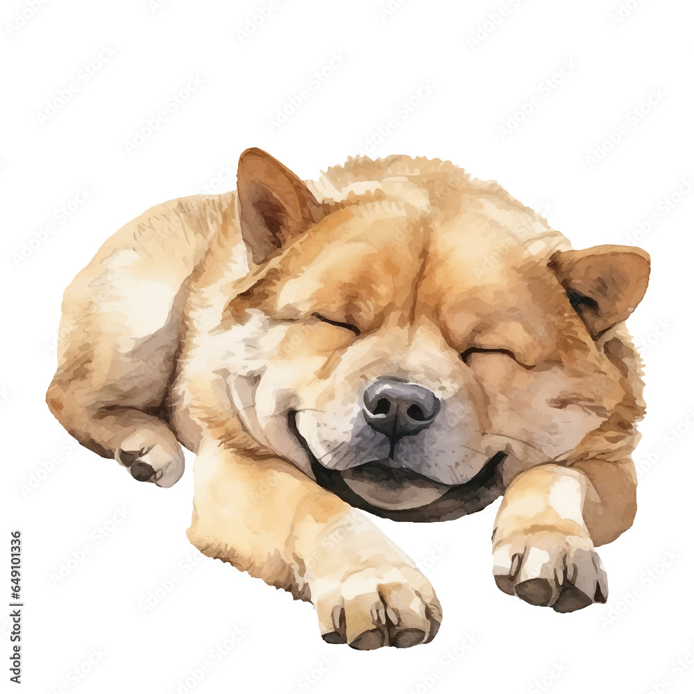 Obraz premium lazy dog watercolor illustration, generative AI