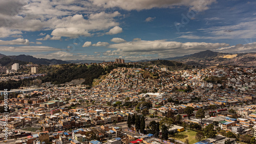 Aerial view of a neighborhood on a hill in Bogotá photo