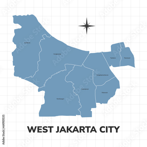 West Jakarta city map illustration. Map of cities in Indonesia