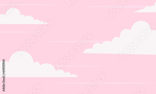 Vector pink fairytale sky background. white and pastel color clouds for imaginary world