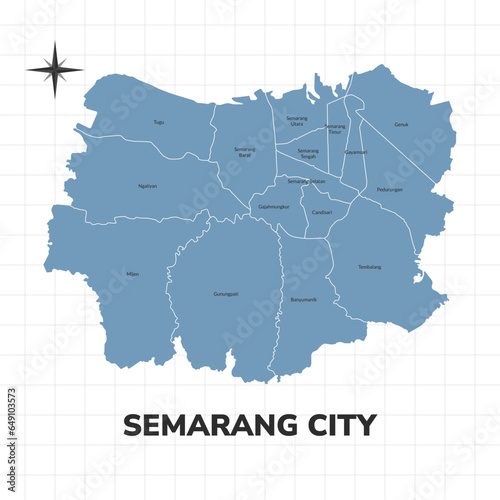 Semarang city map illustration. Map of cities in Indonesia photo